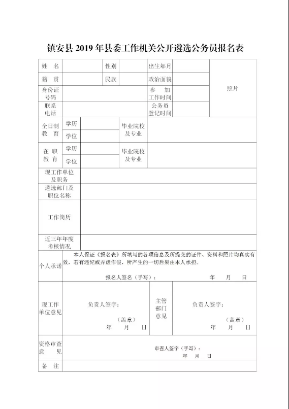 鎮(zhèn)安縣2019年縣委工作機關(guān)公開遴選公務員公告(圖1)